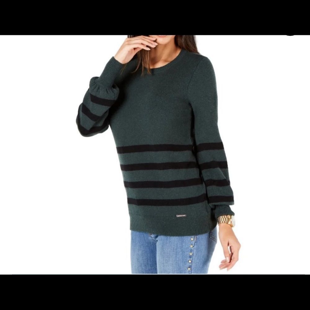 Michael Kors Womens Striped Pullover Sweater Green Size S NWT - Picture 2 of 11